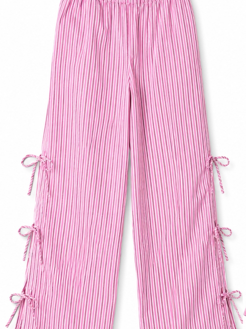 wild fable Pink & White Striped Wide-Leg Tie Detail Pants - Picture 1 of 5